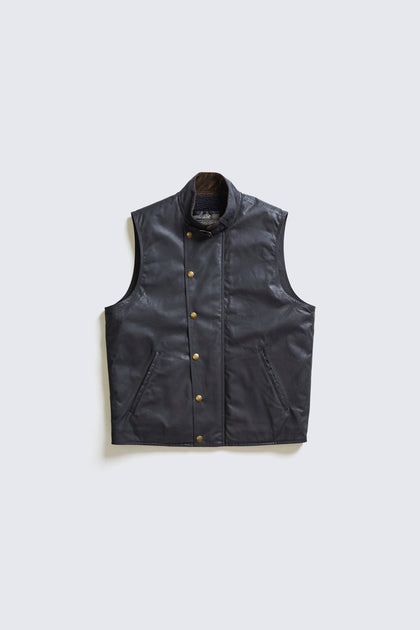 addict clothes waxcotton ダウンベスト青 size40