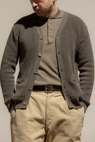 ACV-KN06 WAFFLE COTTON KNIT CARDIGAN