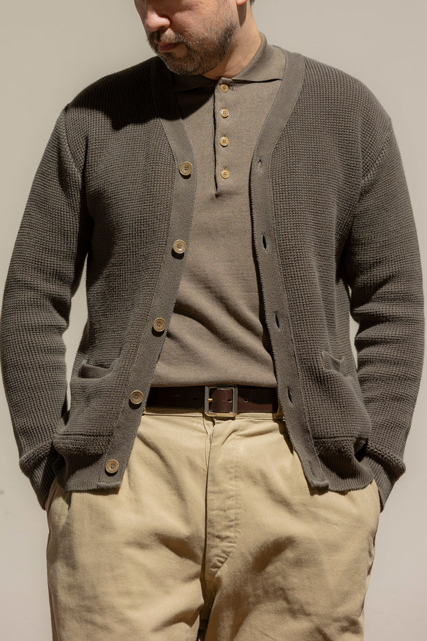 ACV-KN06 WAFFLE COTTON KNIT CARDIGAN