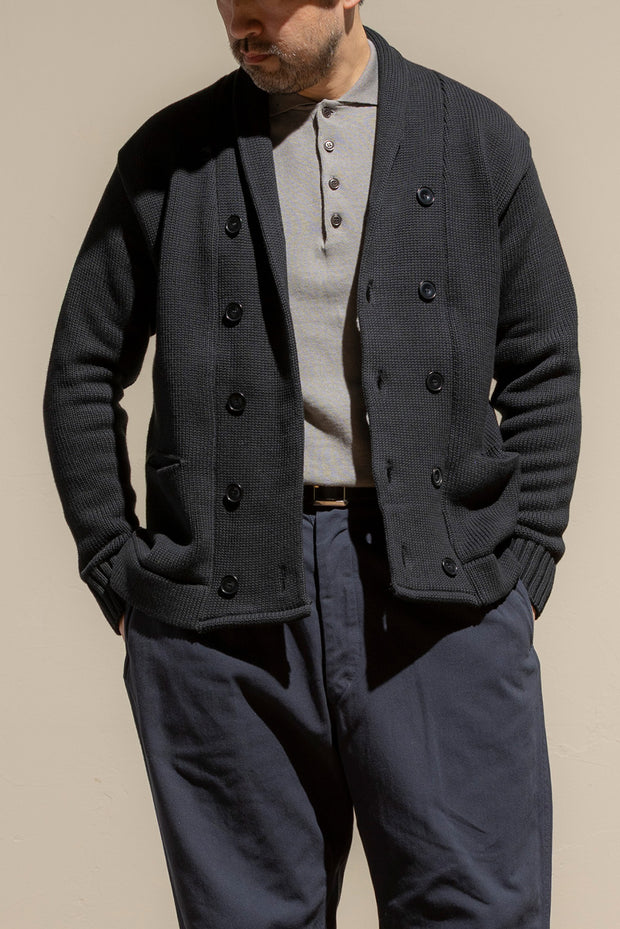 ACV-KN-H03 SHAWL COLLAR DOUBLE BREASTED KNIT