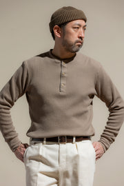 ACV-TM03 HAEAVY WEIGHT WAFFLE HENLEY NECK