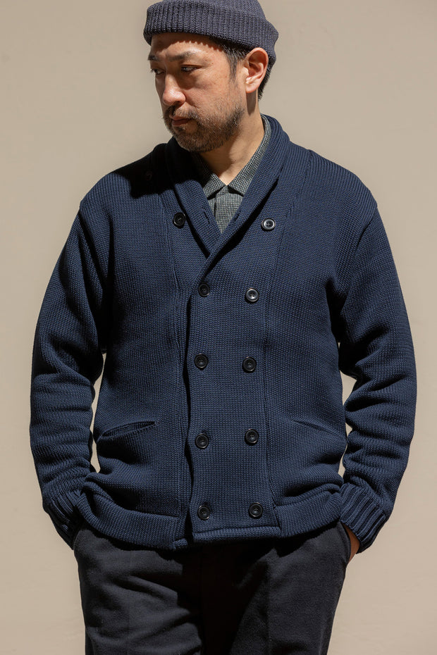 ACV-KN-H03 SHAWL COLLAR DOUBLE BREASTED KNIT