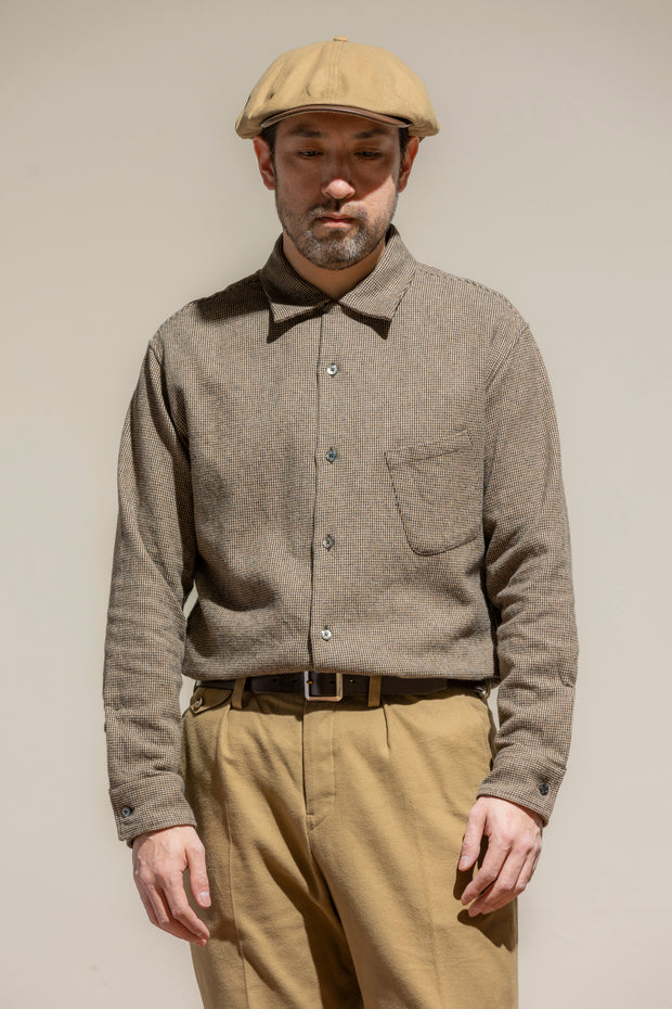 ACV-SH02CHT COTTON HOUNDSTOOTH OPEN COLLAR SHIRT