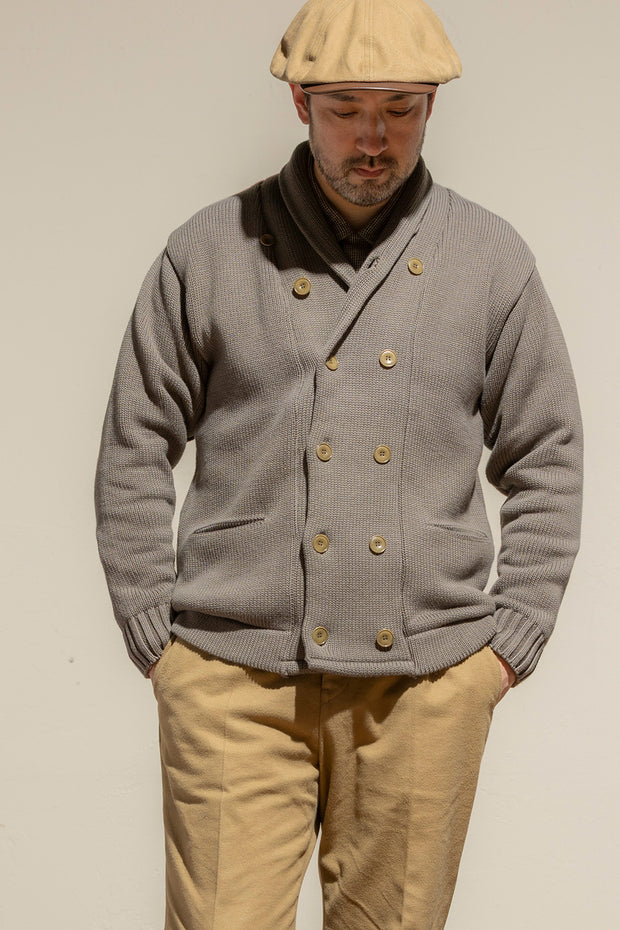 ACV-KN-H03 SHAWL COLLAR DOUBLE BREASTED KNIT