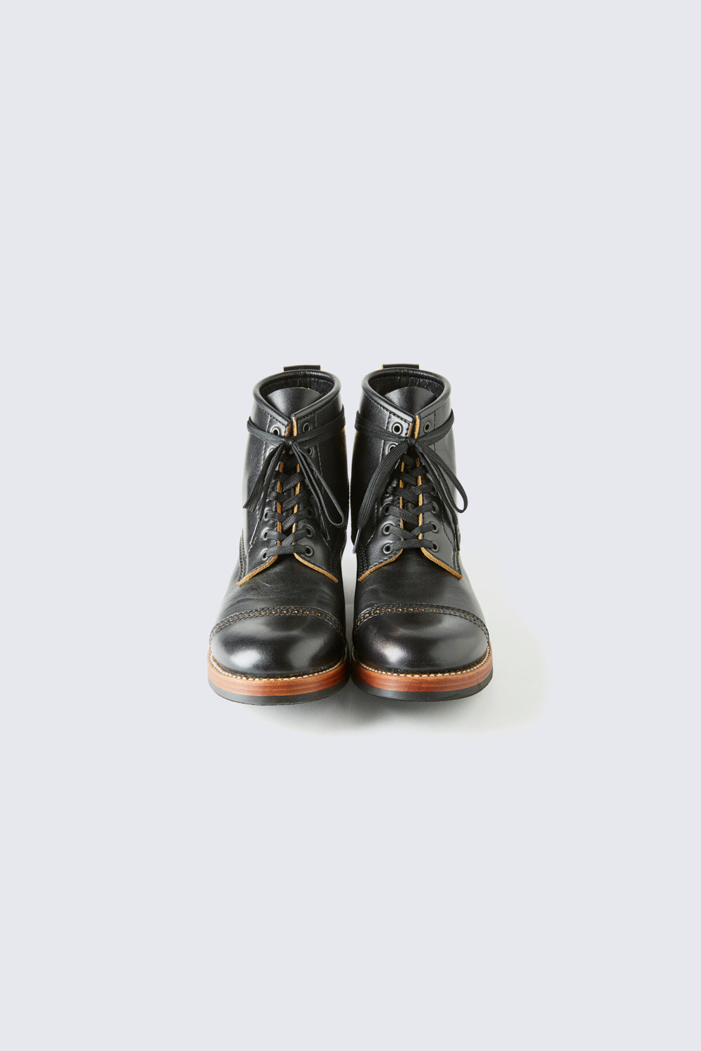 00ss nylon switching leather shoes イタリア製 chausser / CT-02 LACE UP FLAT SHOES BG