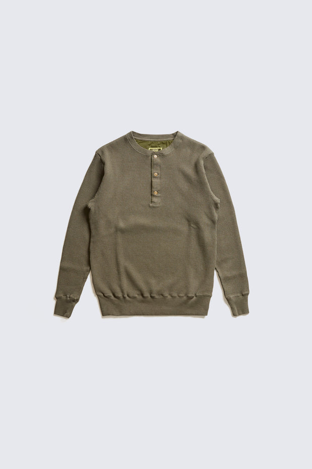 ACV-TM03 HAEAVY WEIGHT WAFFLE HENLEY NECK