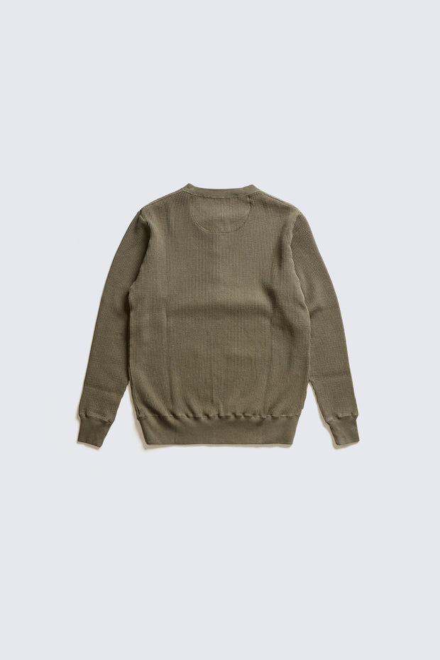 ACV-TM03 HAEAVY WEIGHT WAFFLE HENLEY NECK