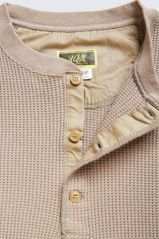 ACV-TM03 HAEAVY WEIGHT WAFFLE HENLEY NECK