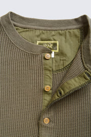 ACV-TM03 HAEAVY WEIGHT WAFFLE HENLEY NECK