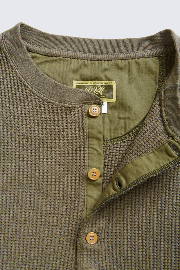 ACV-TM03 HAEAVY WEIGHT WAFFLE HENLEY NECK