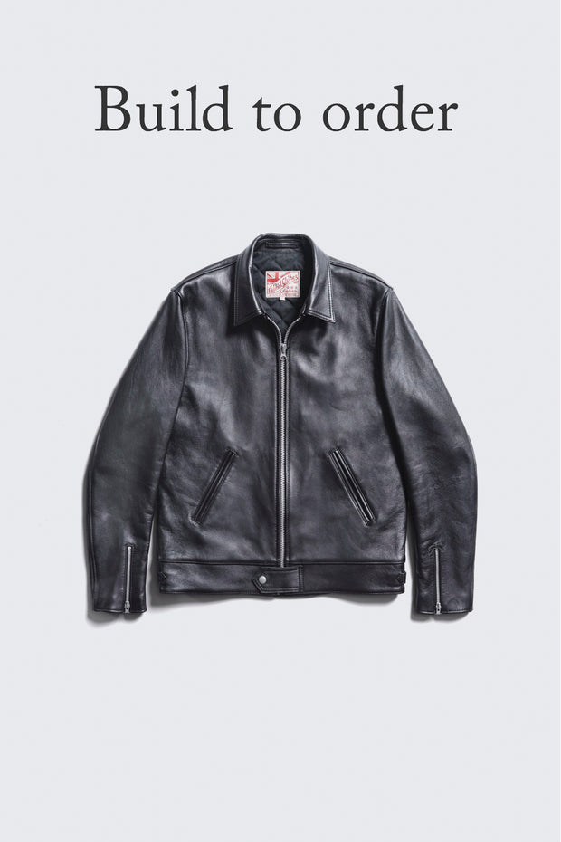 BUILD TO ORDER 受注生産 - AD-01-LD SHEEPSKIN CENTER-ZIP JACKET (BLACK CORE)