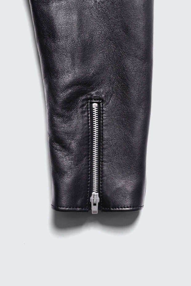 BUILD TO ORDER 受注生産 - AD-01-LD SHEEPSKIN CENTER-ZIP JACKET (BLACK CORE)