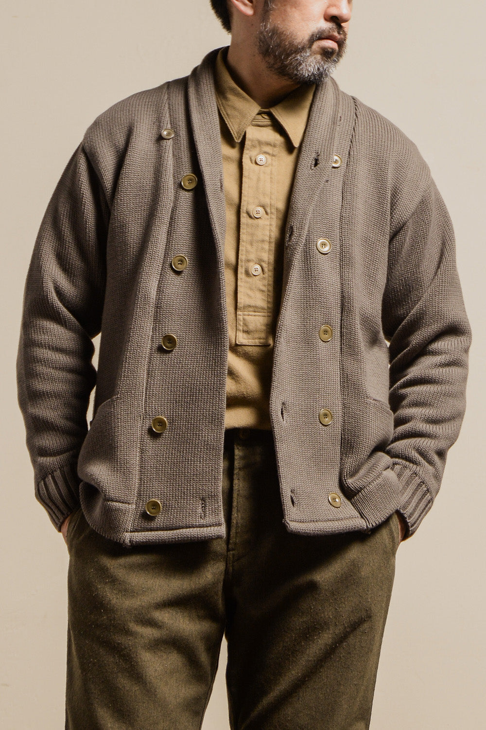 ACV-KN-H03 ショールカラー DOUBLE BREASTED KNIT ACV-KN-H03 SHAWL COLLAR DOUBLE BREASTED KNIT – ADDICT CLOTHES