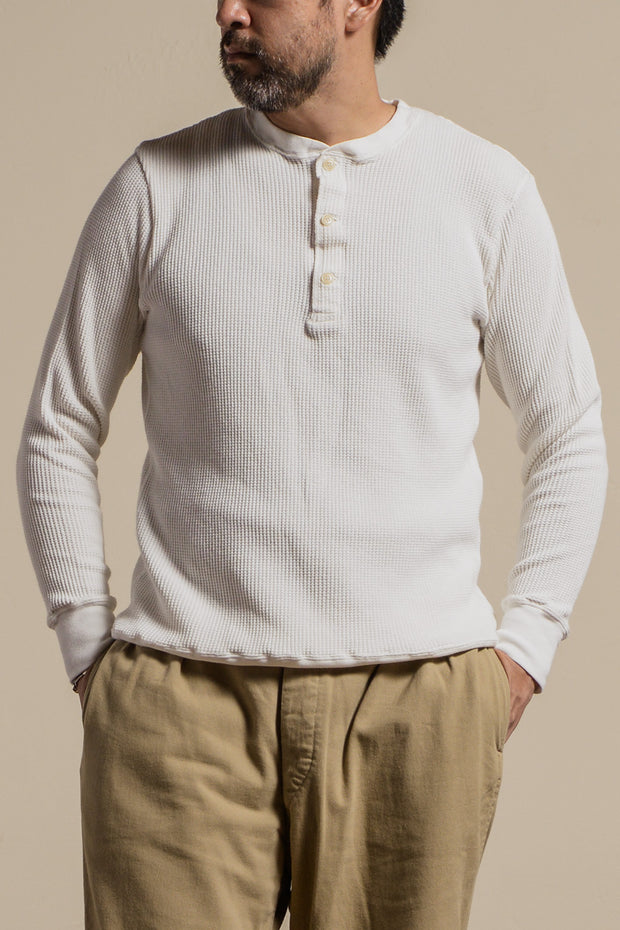 ACV-TM03 HAEAVY WEIGHT WAFFLE HENLEY NECK