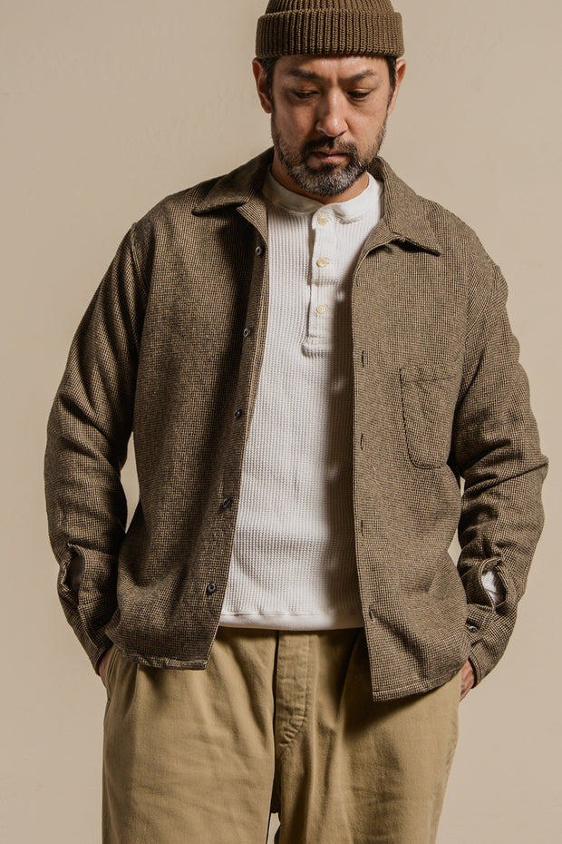 ACV-SH02CHT COTTON HOUNDSTOOTH OPEN COLLAR SHIRT