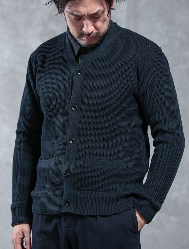 ACV-KN06 WAFFLE COTTON KNIT CARDIGAN