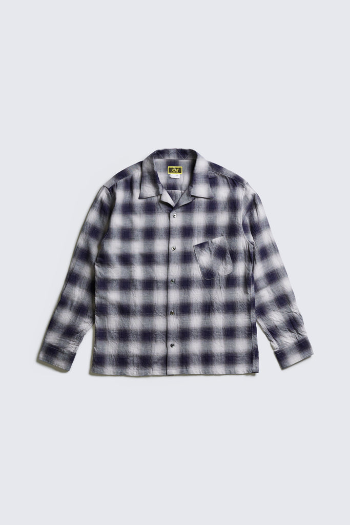 OMBRE CHECK OPEN COLLER PULLOVER SHIRT - メンズ
